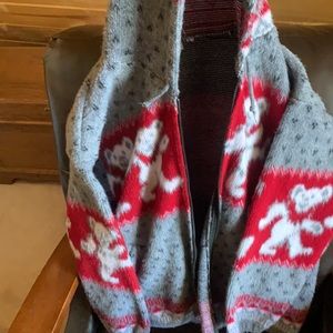 Jerry Bear hoodie, grey and alpaca red wool